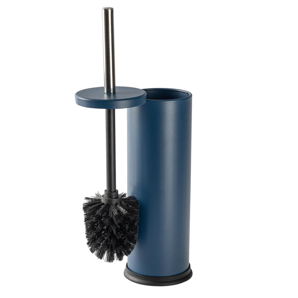 Nicola Spring Matt Blue Round Stainless Steel Toilet Brush & Holder