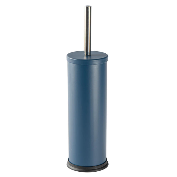 nicola spring Matt Blue Round Stainless Steel Toilet Brush & Holder