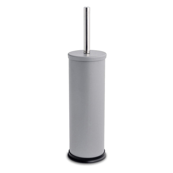 nicola spring Matt Grey Round Stainless Steel Toilet Brush & Holder
