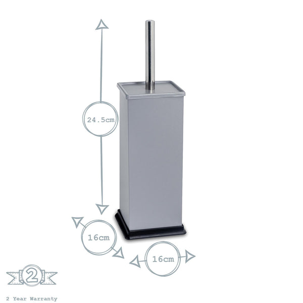 Nicola Spring Matt Grey Square Toilet Brush & Bin Set