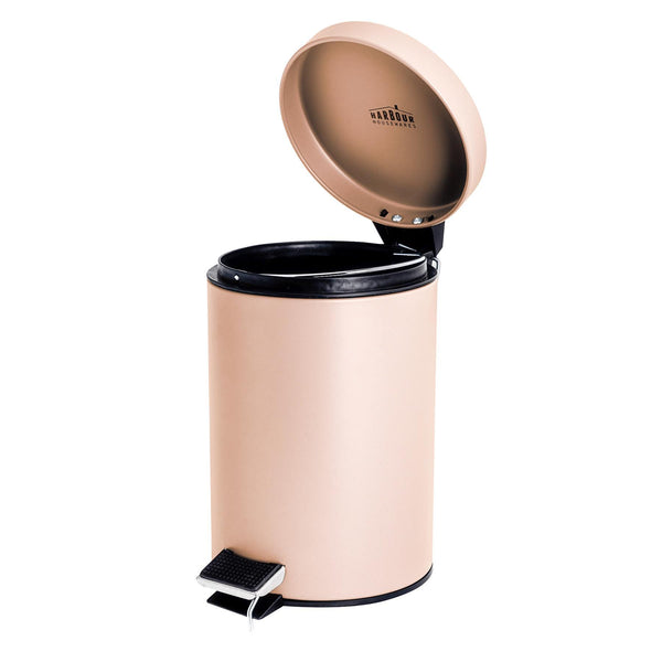 Nicola Spring Matt Pink Round Stainless Steel Toilet Brush & Bin Set