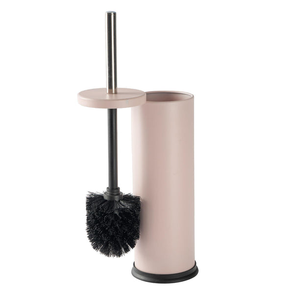 Nicola Spring Matt Pink Round Stainless Steel Toilet Brush & Holder