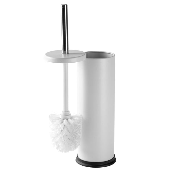 Nicola Spring Matt White Round Stainless Steel Toilet Brush & Holder