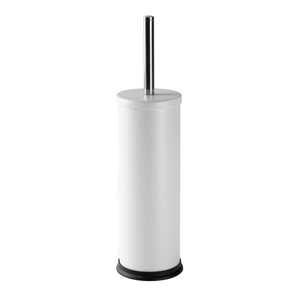 nicola spring Matt White Round Stainless Steel Toilet Brush & Holder