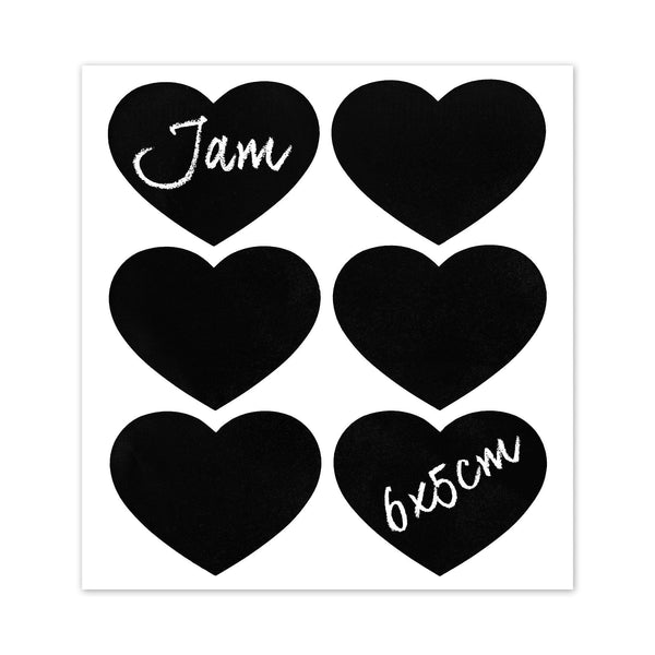 nicola spring Medium Black Heart Chalkboard Storage Jar Labels - Pack of Six
