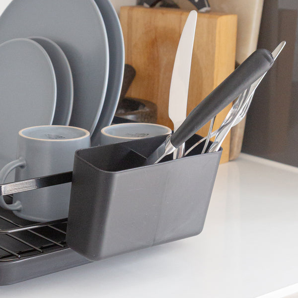 Nicola Spring Metal Dish Drainer Rack With Drip Tray - Black