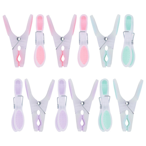 nicola spring Multi Plastic Soft Touch Clothes Pegs - Pack of 12