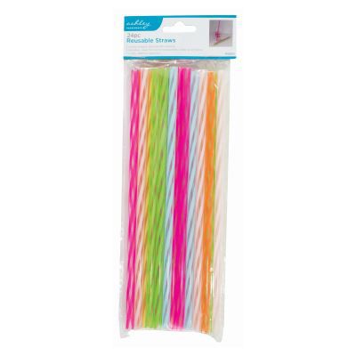nicola spring Multi Stripe 23cm Reusable Straws - Pack of 24
