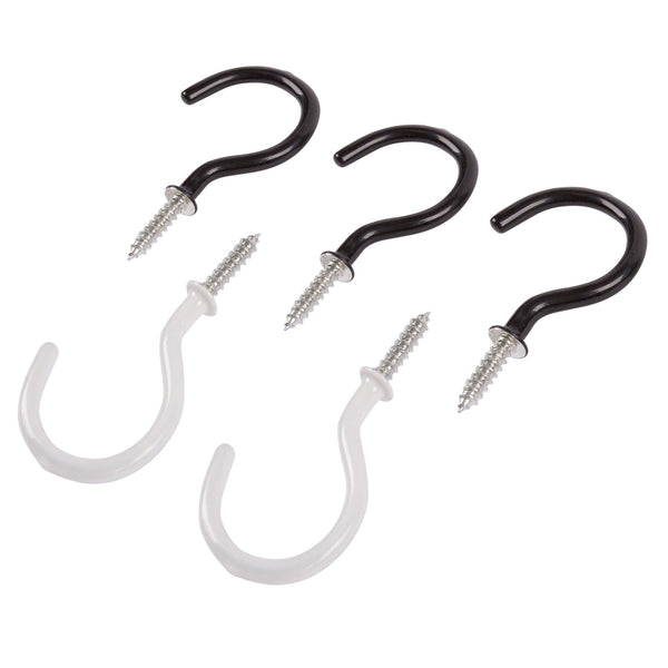 nicola spring Multicolour 50mm PVC-Coated Screw Hooks - Pack of 5