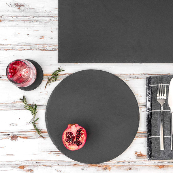Nicola Spring 13pc Black Round Slate Placemats Set