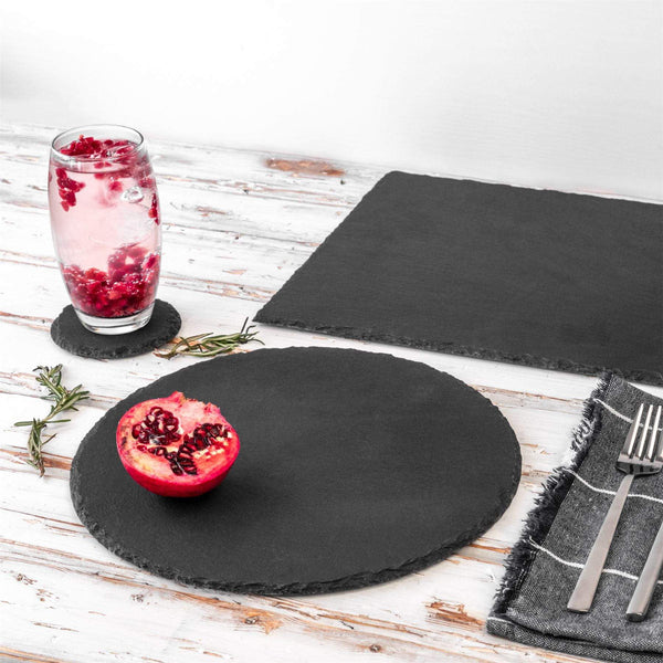 Nicola Spring 13pc Black Round Slate Placemats Set