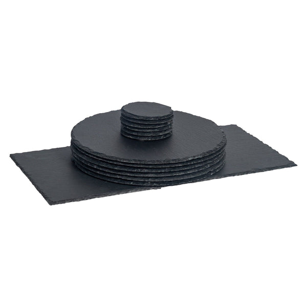 nicola spring 13pc Black Round Slate Placemats Set