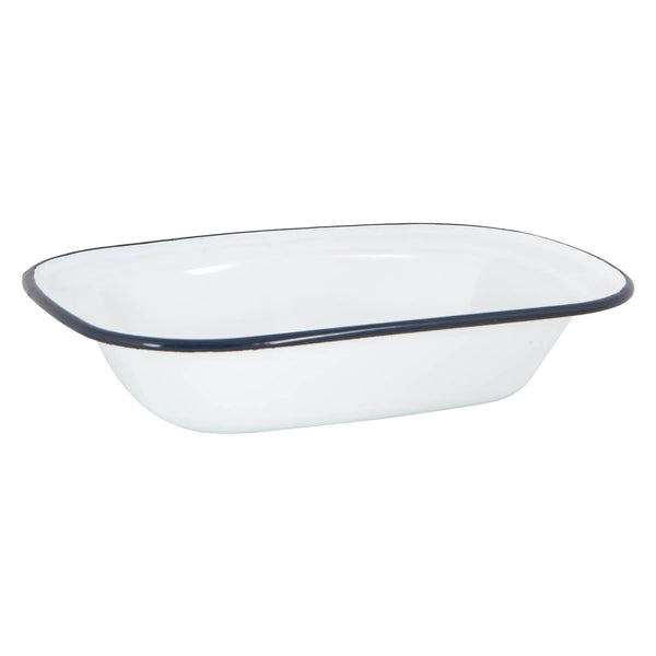 nicola spring 16 x 12cm White Enamel Pie Dish - Navy