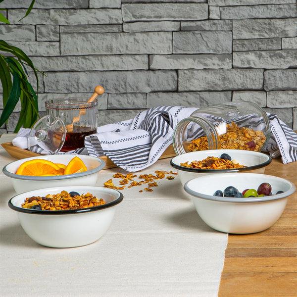 nicola spring 16cm White Enamel Bowls - Pack of Four