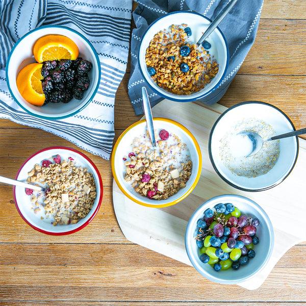 Nicola Spring 16cm White Enamel Bowls - Pack Of Six