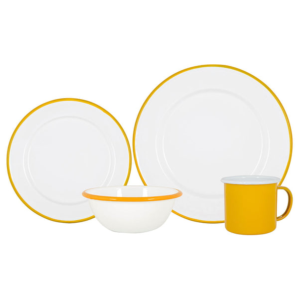 nicola spring 16pc White Enamel Dinner Set