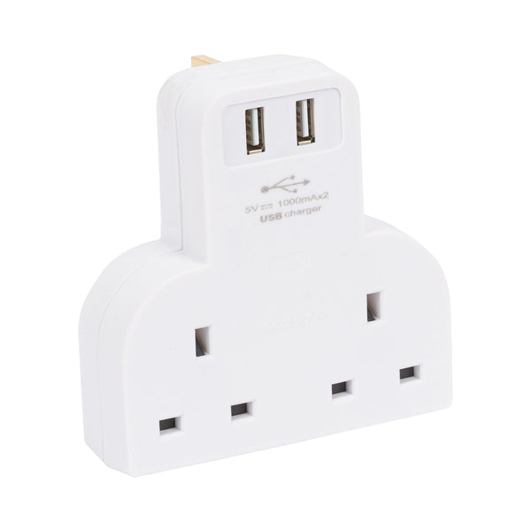 nicola spring 2-Way Power Strip with 2 USB Ports