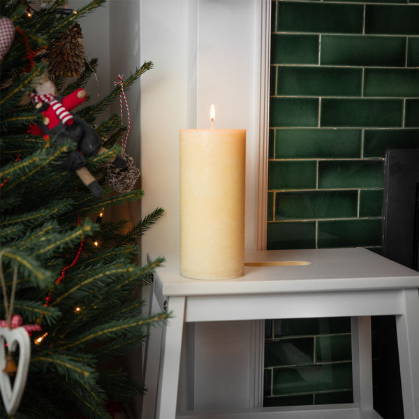 Nicola Spring 20cm Vanilla Round Pillar Candle