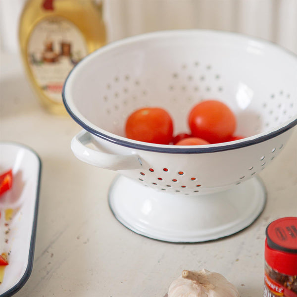 Nicola Spring 23.5cm White Enamel Colander