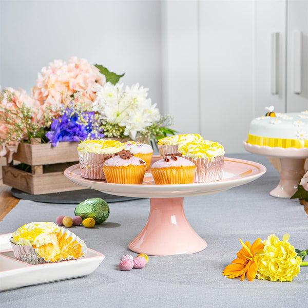 Nicola Spring 27cm Pink Bunny Dolomite Cake Stand