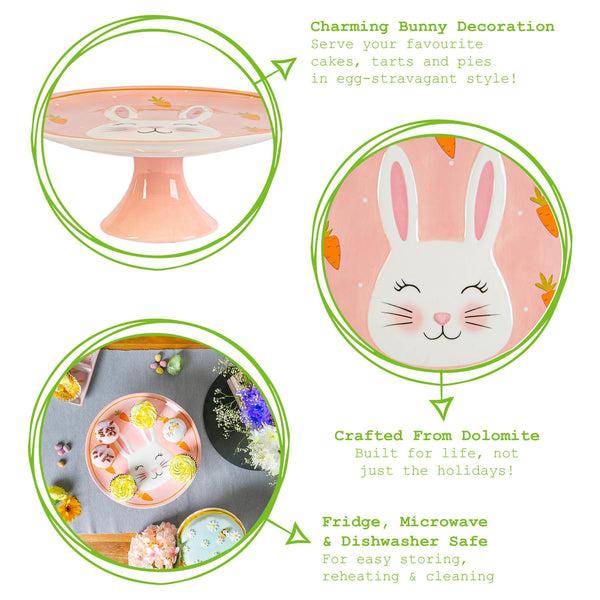 Nicola Spring 27cm Pink Bunny Dolomite Cake Stand