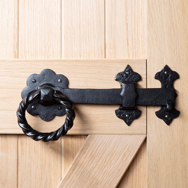 Nicola Spring 285mm Black Rose Ring Gate Latch