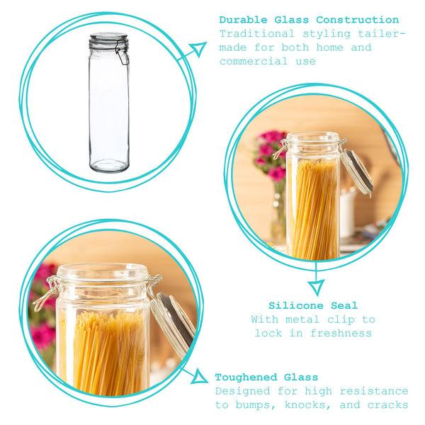 Nicola Spring 2L Air Tight Glass Spaghetti Jar