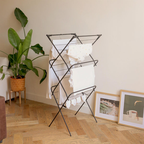 Nicola Spring 3 Tier Foldable Clothes Airer - Black