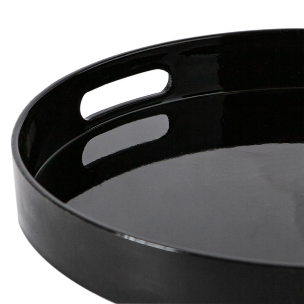 Nicola Spring 33cm Black Round Lacquer Tray