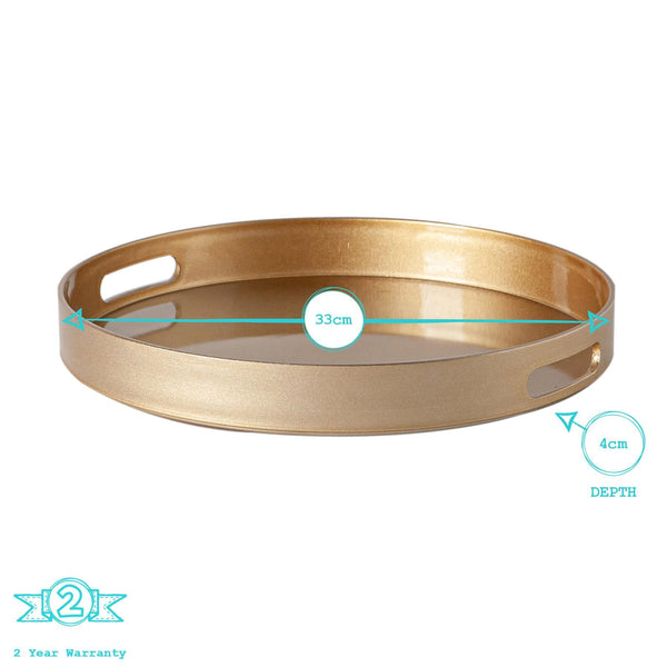 Nicola Spring 33cm Rose Gold Round Lacquer Tray