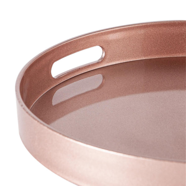 Nicola Spring 33cm Rose Gold Round Lacquer Tray