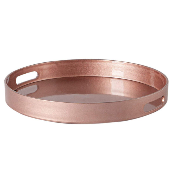 nicola spring 33cm Rose Gold Round Lacquer Tray