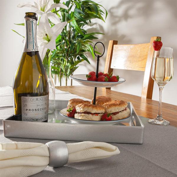 Nicola Spring 33cm Silver Square Lacquer Tray