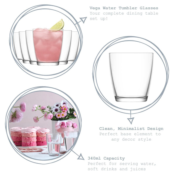 Nicola Spring 340ml Vega Water Glasses - Pack Of Six