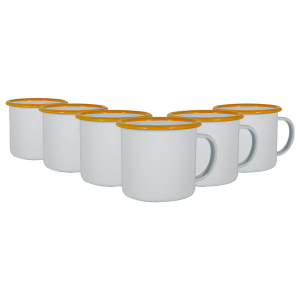 nicola spring 375ml White Enamel Mugs - Pack of Six