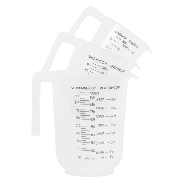 Nicola Spring 3pc White Plastic Measuring Jug Set