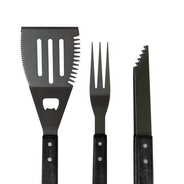 Nicola Spring 3pc Wooden BBQ Tool Set