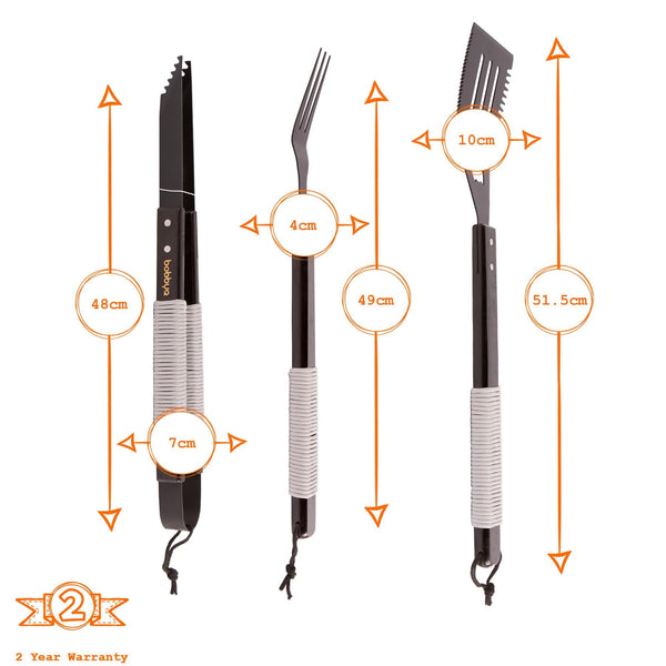 Nicola Spring 3pc Wooden BBQ Tool Set