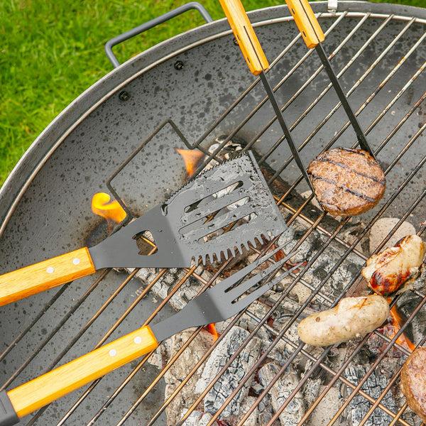 Nicola Spring 3pc Wooden BBQ Tools Set