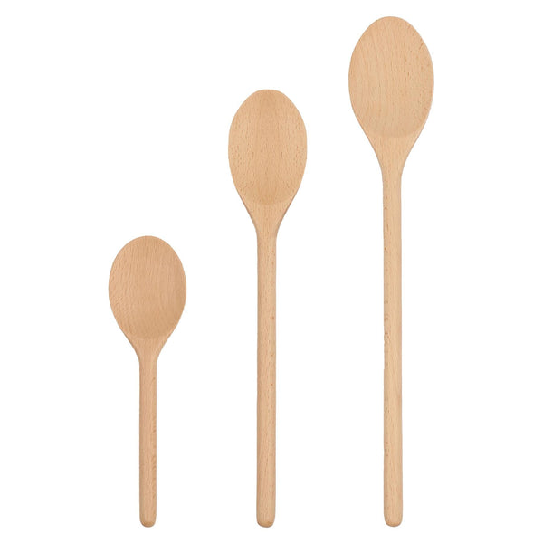 nicola spring 3pc Wooden Cooking Spoon Set - 20-35cm