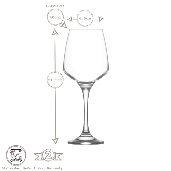 Nicola Spring 400ml Lal Wine Glasses - Pack Of Six