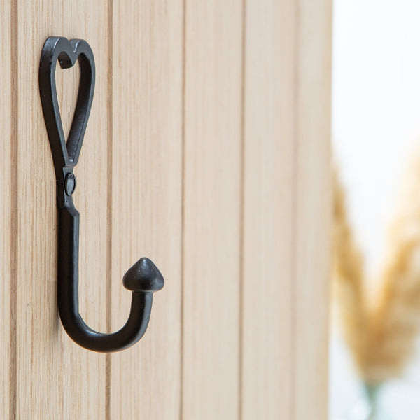 Nicola Spring 40mm X 100mm Black Single Heart Hook