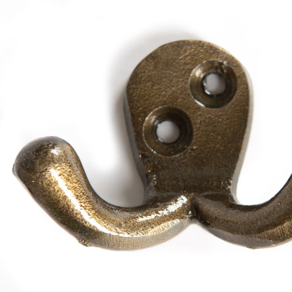 Nicola Spring 50mm X 35mm Brass Double Coat Hook