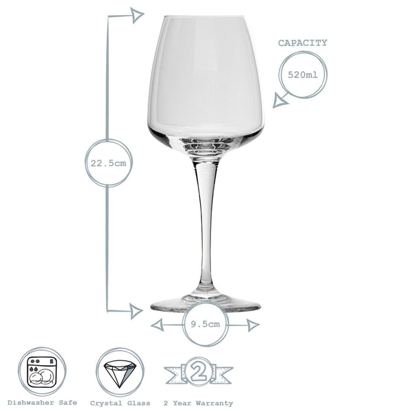 Nicola Spring 520ml Aurum Wine Glasses - Pack Of Six