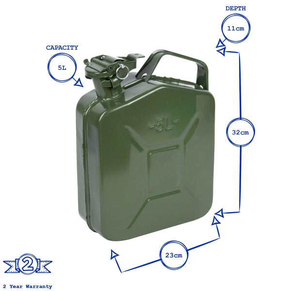 Nicola Spring 5L Steel Jerry Can