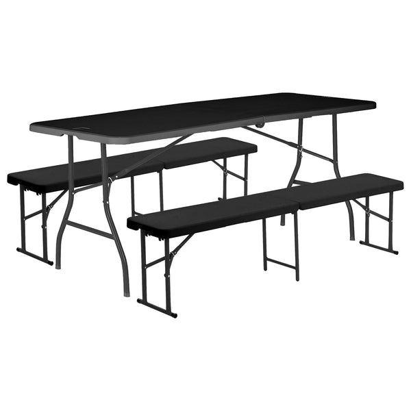 nicola spring 6 Feet Folding Table & Bench Set - 180cm