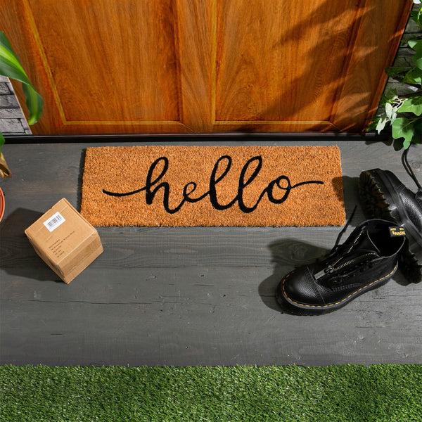 Nicola Spring 60cm X 20cm Hello Coir Step Door Mat