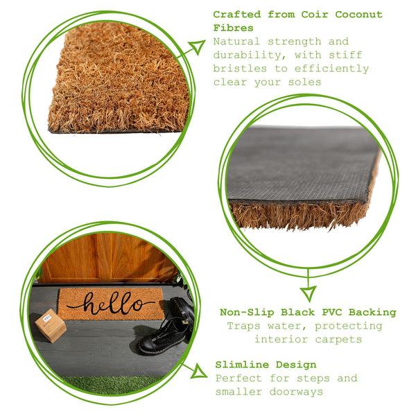 Nicola Spring 60cm X 20cm Hello Coir Step Door Mat