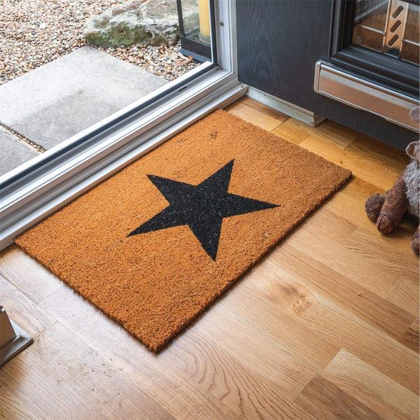 Nicola Spring 60cm X 40cm Black Star Coir Door Mat
