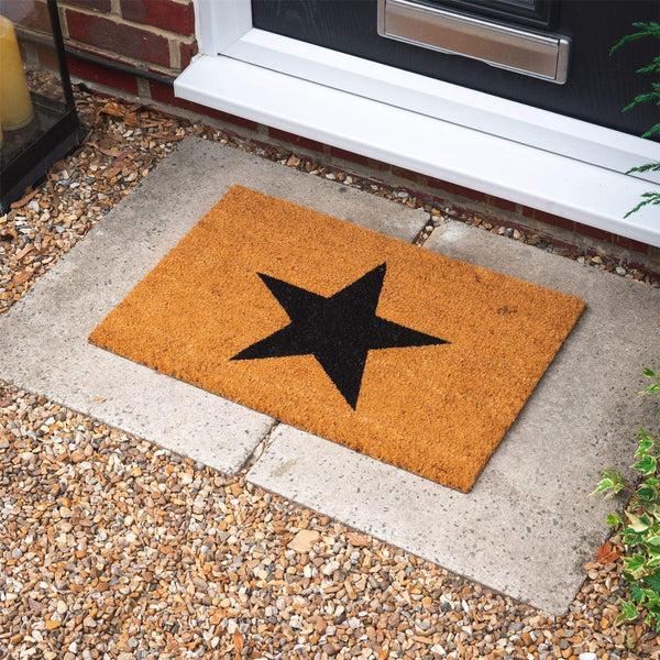Nicola Spring 60cm X 40cm Black Star Coir Door Mat